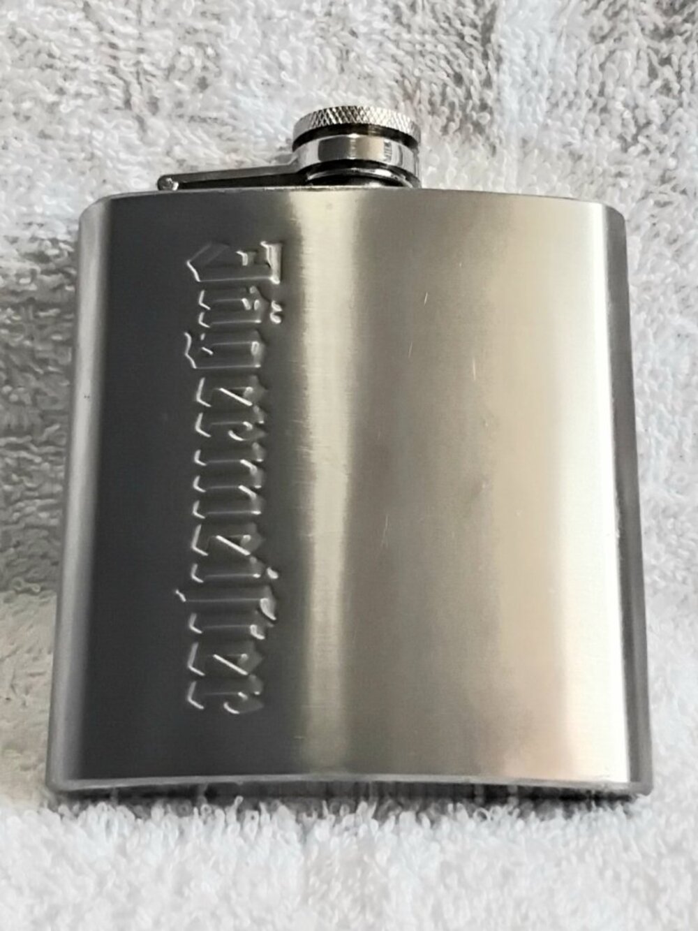 Stainless Steel 6 Ounce 4x4 Jagermeister Flask with No Lose Cap!!